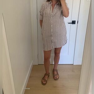 Striped Button-Up Shirt Dress